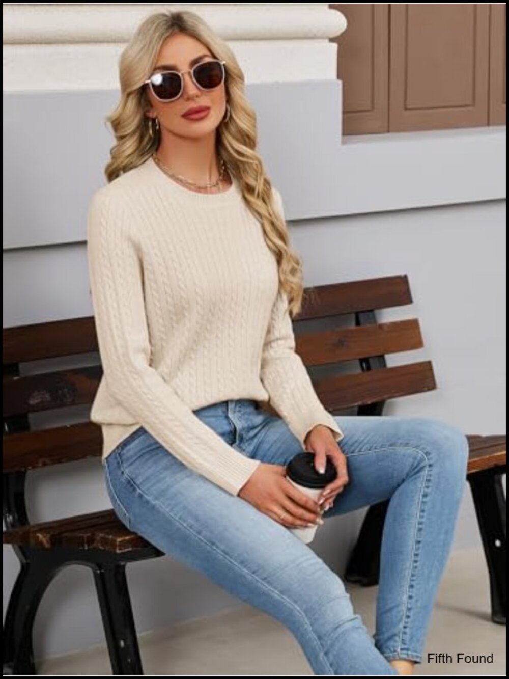 Womens Lightweight Cable Knit Pullover Sweater Crew Neck Long Sleeve - Picture 4 of 6